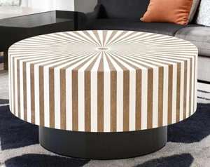 Table basse en bois de style antique avec incrustations en os, fabriquée en Inde, disponible au prix direct d'usine. - Product Image 2