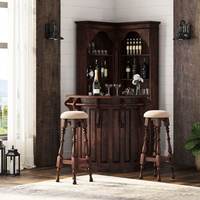 Ensemble de bar d'angle pliable traditionnel en teck massif rustique pour extérieur et usage commercial, avec rembourrage écologique et durable