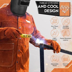 Chaqueta de trabajo de soldadura de cuero de alta calidad de protección industrial precio al por mayor chaquetas de seguridad de soldador ignífugo a prueba de fuego - Product Image 3