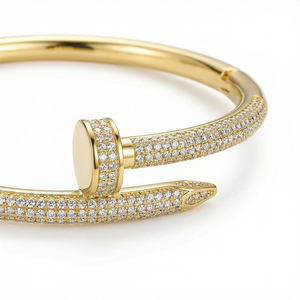 Luxury Gold Nail <b>Bracelet</b> for Women Full Pavé CZ Diamond <b>Bangle</b> 18K Gold Plated Stainless Steel Screw Nail Cuff <b>Bracelet</b> - Product Image 2