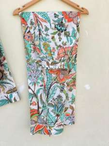 Ropa de dormir India hecha a mano de algodón 100% para mujer, elegante traje de paseo por la mañana con estampado Floral para vacaciones de verano, otoño y primavera - Product Image 5