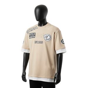 Camiseta de algodón premium de doble capa para hombre, con dobladillo blanco, logotipo termotransferible, estilo streetwear, 100% algodón, corte holgado, estampada. - Product Image 4