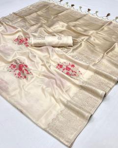 Saree de tissage de métier à tisser à la main souple avec fleur et zari, parfait pour toutes les occasions - Product Image 2
