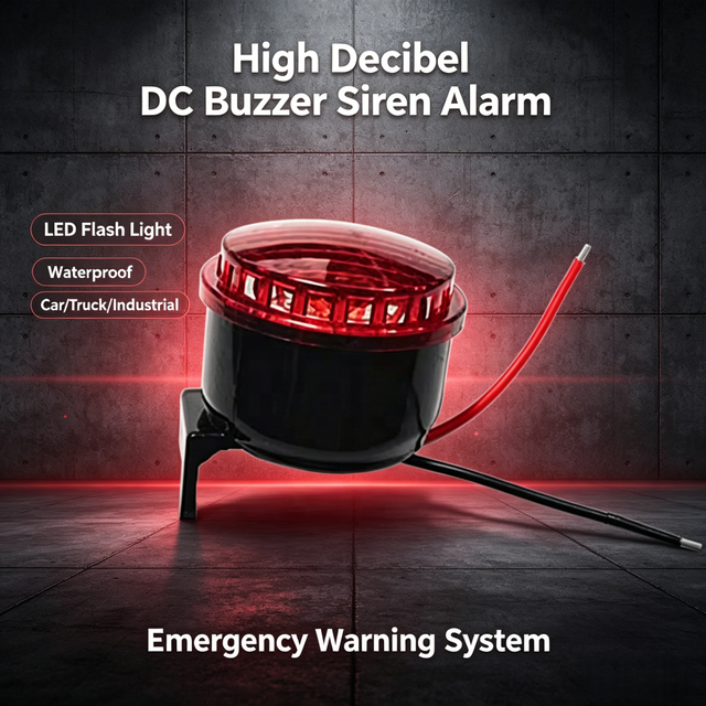 High Decibel DC Buzzer Siren Alarm With LED Flash Light Waterproof Emergency Warning System for Car Truck Industrial Use