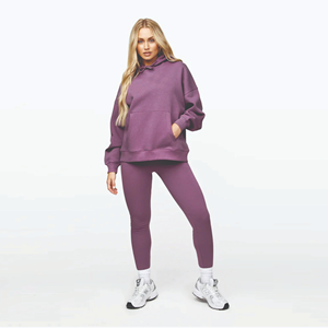 Sudadera con Capucha de Algodón 100% para Mujer, Personalizada con Estampado Frontal, Tejida, Talla Grande, Ligera, Transpirable, Estilo Murciélago - Product Image 4