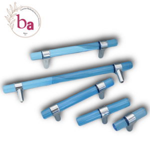 Manija de gabinete de resina azul hecha a mano, accesorio de hardware de níquel para cocina moderna y uso en dormitorio, para cajón de armario y tocador - Product Image 1