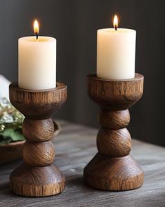 Support de bougie en bois de qualité supérieure fait à la main avec une finition lisse pour une décoration élégante du salon et de la chambre à coucher - Product Image 3