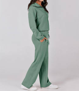 Ensemble de survêtement 2 pièces pour femme en coton respirant 100% avec logo personnalisé en gros, ensemble de survêtement 2 pièces et ensemble de survêtement pour femme - Product Image 6