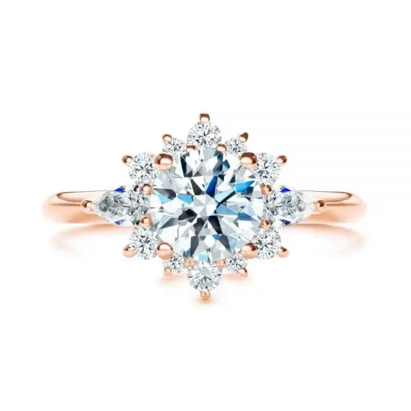 라운드 모이사나이트 헤일로 다이아몬드 10K 골드 약혼 반지 여성용 저렴한 가격 인증 세관 모이사나이트 도매 보석