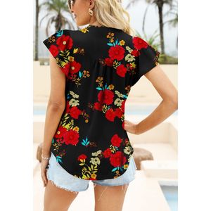 Camisetas de algodón orgánico 100% hechas a medida para mujer, camisetas ajustadas con estampado de patrón de flores para mujer, venta al por mayor - Product Image 3