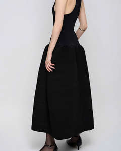 Elegant Minimalist Midi Dress with Voluminous <b>Skirt</b> Cotton Spandex Customizable OEM ODM Made in Vietnam - Product Image 4