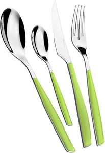 ชุดช้อนส้อมสแตนเลส4ชิ้นสำหรับงานเลี้ยงในร้านอาหารพร้อมที่จับทำจากเรซินขัดเงาสีเงิน - Product Image 5