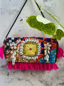 Nouveau Vintage Multi couleur daim tissu Boho Hippie frange gland Banjara sac Tribal indien broderie Patchwork coquillages sac à main - Product Image 2