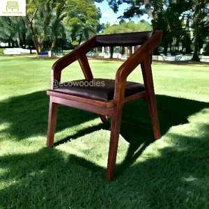 Elegante sillón de comedor de madera maciza natural para interiores y exteriores, para patio, jardín, muebles de restaurante - Product Image 3