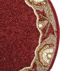 Handcrafted <b>Beaded</b> <b>Placemats</b> Dining Table Wedding Christmas Decorations Family Gatherings Parties Durable Cotton Polyester - Product Image 5