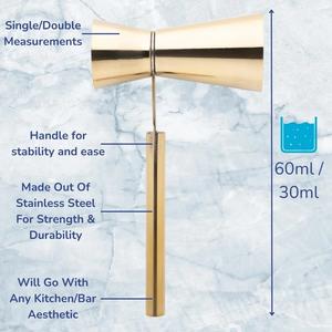 Jigger de Acero Inoxidable con Acabado Dorado, Herramienta de Medición de Cócteles de Precisión con Diseño Elegante, Vertido Equilibrado y Preciso - Product Image 4