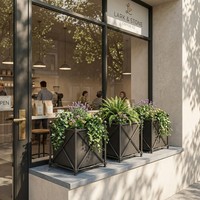 Jardinière rectangulaire en métal écologique et durable avec trou de drainage pour plantes d'intérieur et d'extérieur, idéale pour les fenêtres de café
