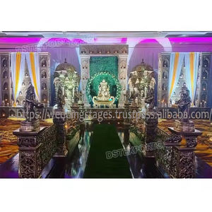 Mariage hindou spirale or sculpté Mandap fabricant DST exportations prix abordable fibre légère Mandaps configuration décor malaisie - Product Image 5