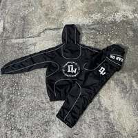 Conjunto Deportivo Unisex de Nylon con Capucha, Chaqueta Cortavientos y Pantalones de Dos Piezas con Logotipo Personalizado, Conjuntos Cortavientos de Poliéster para Otoño