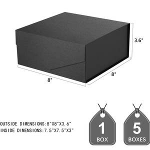 Cajas de regalo con tapas, Cajas de regalo negras, Cajas de padrino, Impresión de etiquetas de regalo plegables Cierre magnético - Product Image 6