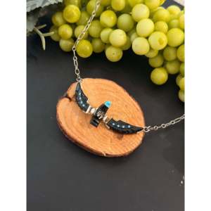 Collier Aigle Zuni Fait Main en Turquoise et Pierres Multicolores avec Sertissage Canal et Incrustation en Argent Sterling - Product Image 4