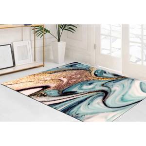 Blue And Gold Marble Printed <b>Rug</b> - Luxury Home Decor,<b>Chenille</b> <b>Rug</b> - Product Image 2