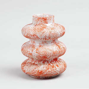 แจกันเซรามิกทรงสามวงแหวนสีส้มไหม้สไตล์อาร์ตเดโค แจกันพอร์ซเลนทรงสูงสำหรับตกแต่งบ้านเคลือบด้านสไตล์จีนสำหรับใช้ภายใน - Product Image 6