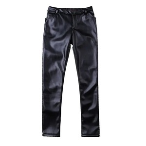 Pantalon en cuir fin pantalon de Moto pour hommes printemps été mode couleur élastique Slim Fit PU pantalon coupe-vent imperméable homme bas - Product Image 6