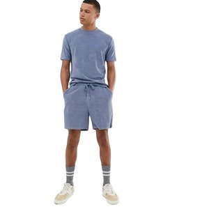 Chándal con Logo impreso para hombre, ropa de gimnasio, conjunto de 2 piezas, camiseta, pantalón corto, lavado ácido - Product Image 1