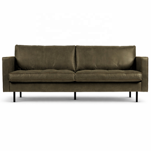 JKM Two Seat Minimal Leather Sofa <b>Distressed</b> Finish | Modern Villa Hotel Living Room Seating | Soft Cushion Custom <b>Top</b> Grain - Product Image 5