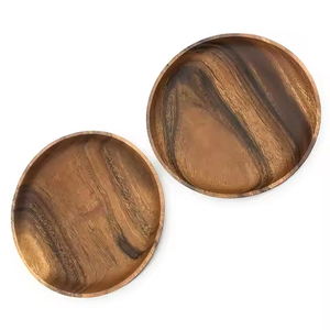 Assiette ronde en bois réutilisable écologique Vaisselle Assiette à pain aux fruits faite à la main par Crescent Crafts - Product Image 3