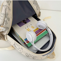 Sac à dos unisexe à imprimé géométrique mignon, grande capacité, sac d'école, sac de voyage crème, sac à dos décontracté pour adolescents, imperméable, sac d'étudiant avec fermeture éclair