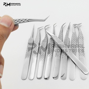 RMI Top qualité en acier inoxydable extension de cils pince à épiler argent tibia ensemble personnalisé 10 points différents - Product Image 1