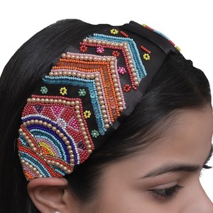 Venta al por mayor fabricante indio estilo Baby Shower accesorios para el cabello para mujeres niños tela hecha a mano diadema ligera precio bajo - Product Image 3