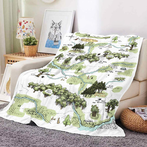 Couverture polaire personnalisable en fausse fourrure pour enfants, motif dessin animé Ours et Carte de la Forêt des 100 Acres, chaude et douce, tissée, vente en gros - Product Image 2