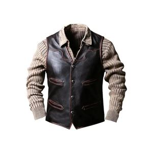 Gilet de moto en cuir véritable de style cowboy fait à la main, conçu pour les motards recherchant une résistance durable, design classique - Product Image 1