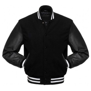 Veste universitaire de baseball pour hommes, broderie à manches longues, tissu de laine respirant, col à capuche, hiver 3XL, garniture en cuir - Product Image 1