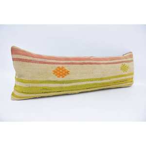 Luxe 12x36 Beige Kantha Patchwork Laine Oreiller Tissé Vintage Brodé Imprimé Motif Moelleux pour Literie Canapé 18x18 Pouces - Product Image 3