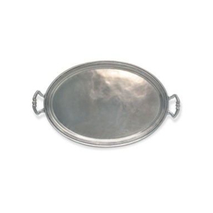 Plat ovale en étain italien artisanal, élégant plat de service à large bord, style antique, vaisselle élégante pour la maison et la cuisine - Product Image 3