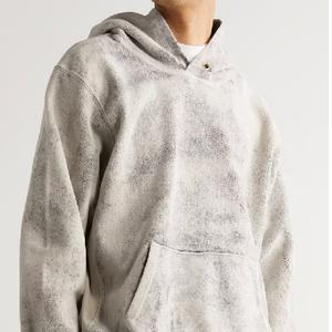 Sweat à capuche 100% coton lavé à l'acide de qualité supérieure pour hommes motif solide extensible et confortable pour l'automne - Product Image 4