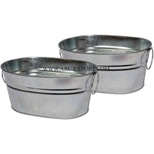 Conjunto de 2 tamaños diferentes Galvanizado Acabado Lujo Jardín Flor Plantas Bañera Deluxe Nuevo aspecto Jardinería Plantas rústicas Bañera - Product Image 1