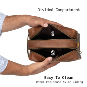 Neceser de viaje para hombre de cuero colgante impermeable multifunción Premium con logotipo personalizado - Product Image 5