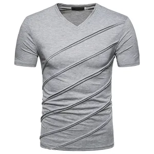 Vente en gros de votre logo de marque personnalisé T-shirt uni 100% coton T-shirts unis décontractés pour hommes Nouveau design T-shirts à col en V par SAPPERALS