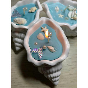 Bougie en coquillage naturel, faite à la main avec un parfum de brise marine, bougie élégante en coquillage pour la décoration de la maison côtière, cadeau de mariage - Product Image 6