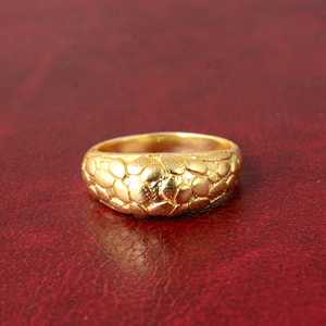 Fenny 18K plaqué or prêt à expédier sans ternissure rétro rugueux martelé bague à la mode pour les femmes bijoux en gros - Product Image 1