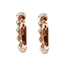 Boucles d'oreilles créoles en or rose massif 18 carats avec diamants véritables, design élégant, haute qualité, vente en gros, cadeau de mariage pour femme, idéal pour les fêtes - Product Image 3