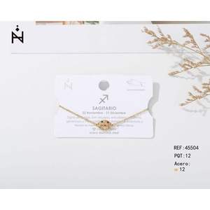 Pulsera con dije de Sagitario, tono dorado, acero inoxidable, unisex, regalo de joyería del zodiaco - Product Image 1