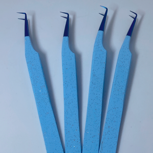Pince à épiler d'extension de cils bleu et noir pour bébé fabricant d'outils de beauté en acier inoxydable de haute qualité inclinés - Product Image 1