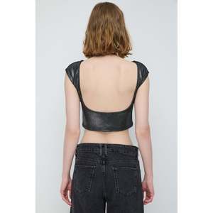 Blusa Corta Informal de Manga Corta con Cuello Redondo y Logotipo Frontal, Viscosa/Poliéster 220g - Product Image 4