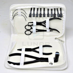 Pro in Tape Press Hair Extension <b>Pliers</b> <b>C</b> Shape Needles Hair Styling <b>Clips</b> Small Hair Cutting Scissor in Black Matte Color - Product Image 5